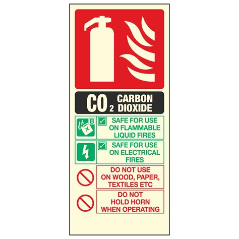 C02 Carbon Dioxide Fire Extinguisher Photoluminescent Linden Signs