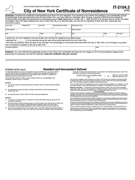 1999 Form Ny Dtf It 21042 Fill Online Printable Fillable Blank