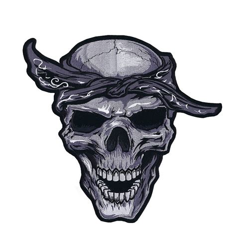 Bandana Skull 100 Mm Wide X 95 Mm High Embroided Patch Gypsy Leather