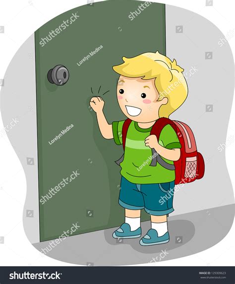 Illustration Boy Knocking On Door Stock Vector 129309623 Shutterstock