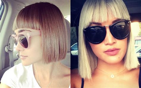 An inverted long bob hairstyle is shorter at the back and longer in the front. Classy Blunt Bob Hairstyles With Bangs | Hairdrome.com