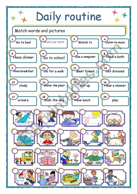 Daily Routines Esl Worksheet By Analina