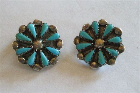 Vintage Navajo Sterling Silver Turquoise Cluster Needlepoint Etsy