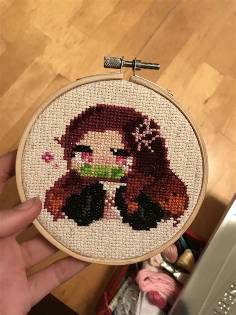 Quick Incredibly Time Absorbing Nezuko Cross Stitch I Did Yall Ask