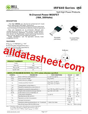 IRF640 Datasheet PDF Nell Semiconductor Co Ltd