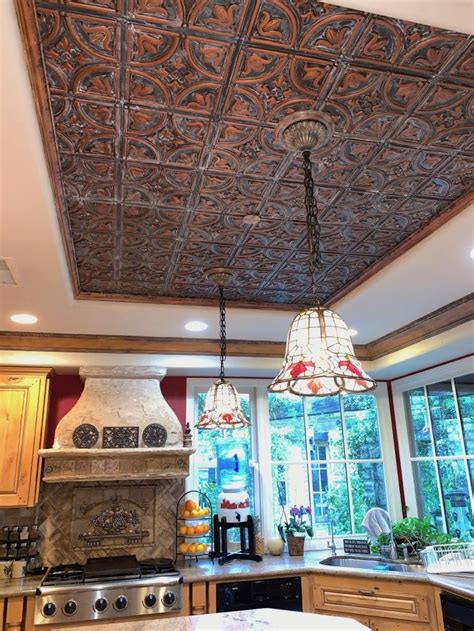 23 black & white tile. Kitchen Coffered Ceiling | Coffered ceiling, Faux tin ...