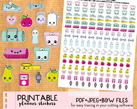 Kawaii Steps And Run Tracker Stickers For Your Planner Free Printable