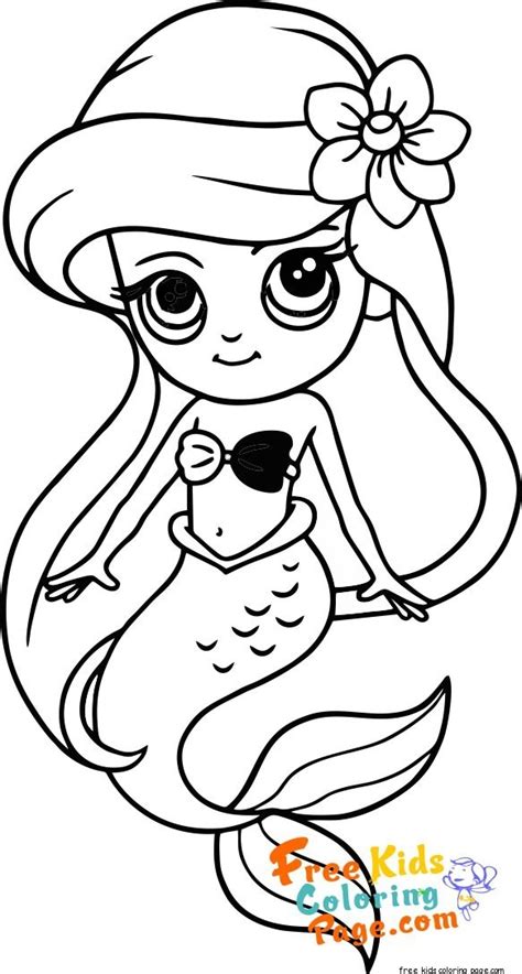 Little Mermaid Cute Baby Ariel Coloring Pages Printable Coloring Page