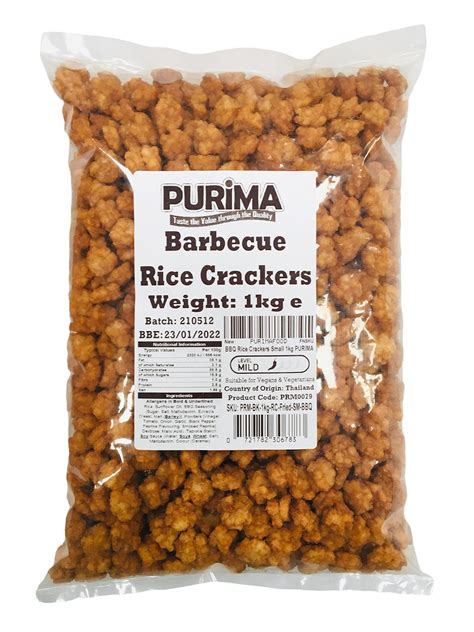 Buy Bbq Rice Crackers Kg Crunchy Crispy Savoury Meaty Sweet Tangy Smokey Barbecue Flavour