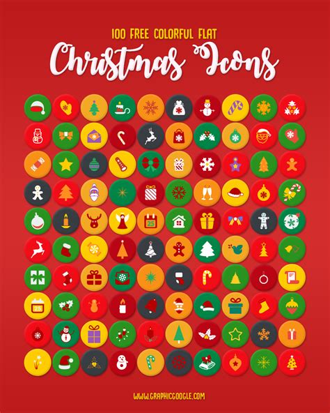 100 Free Colorful Flat Christmas Icons Vector Ai File