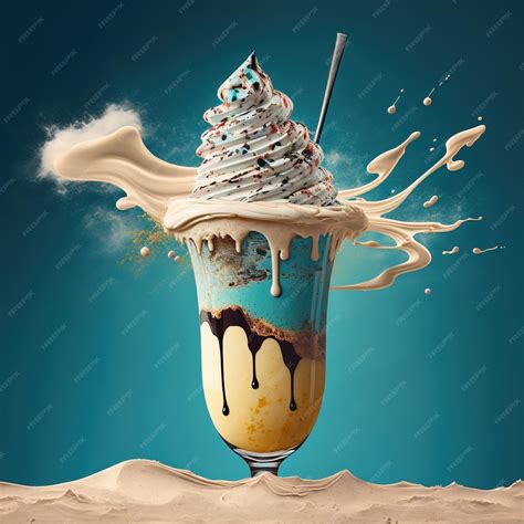 Premium Photo Beautiful Glass Of Aesthetic Milkshake Cocktail With A Explosion Of Cream