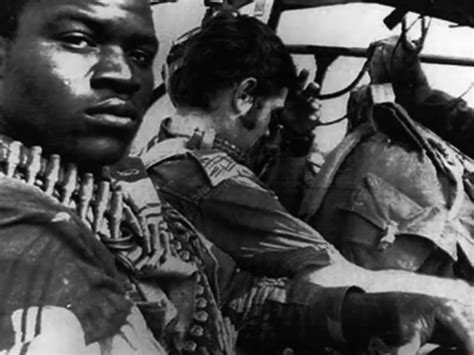 Black And White Rhodesian Security Forces Soldiers Photographed Inside