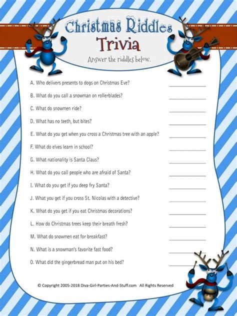 Maybe you would like to learn more about one of these? Christmas Riddles Trivia Game | 2 Printable Versions With ...