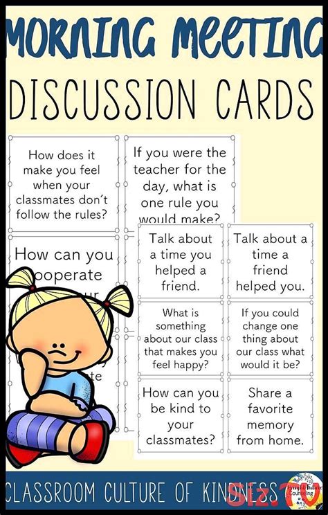 Morning Meeting Discussion Cards Morning Meeting Discussion Cards