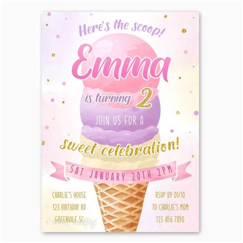 Ice Cream Birthday Invitation Easy Inviting