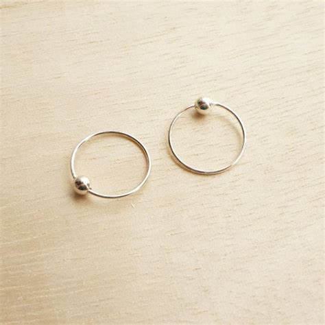 Mm Captive Bead Ring Sterling Silverhoop Etsy Second Hole