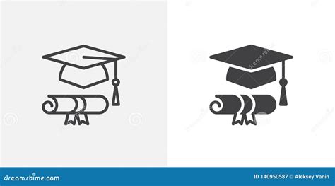 Graduation Hat And Diploma Icon Stock Vector Illustration Of
