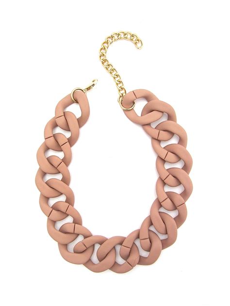 Chunky Nude Necklace Blush Pink Statement Chain Large Matte Etsy