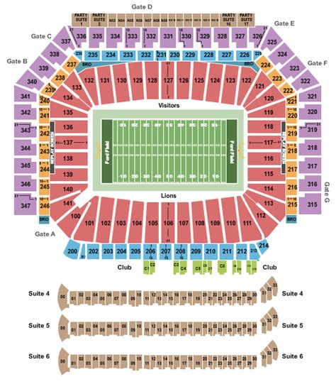 Ford Field Seating Chart Section Row And Seat Number Info