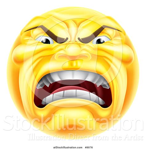 Vector Illustration Of A 3d Furious Yellow Smiley Emoji Emoticon Face