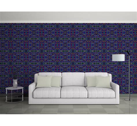 Water Proof Neon Coloured Blue Pattern Wallpaper For Room Size 5x2