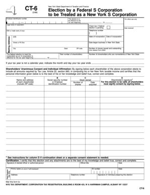 Fillable Online Tax Ny Form Ct March Election By A Federal S