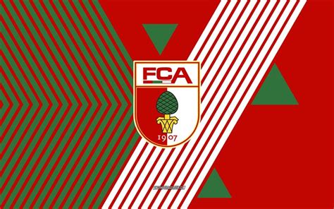 Download Fc Augsburg Logo 4k German Football Team Red Green Lines