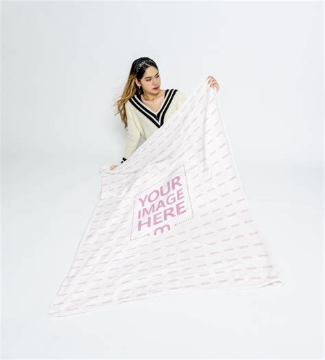 Blanket Mockup Featuring A Woman Posing Mediamodifier
