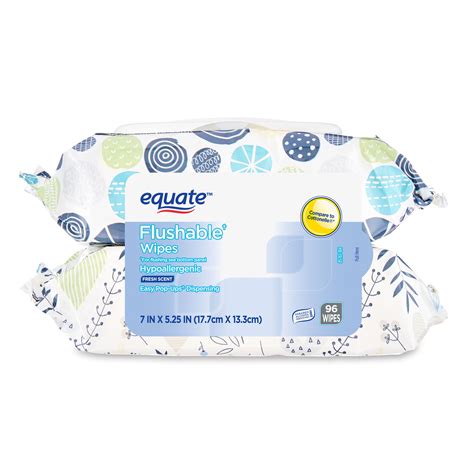 Equate Fresh Scent Flushable Wipes 2 Flip Top Packs 96 Total Wipes