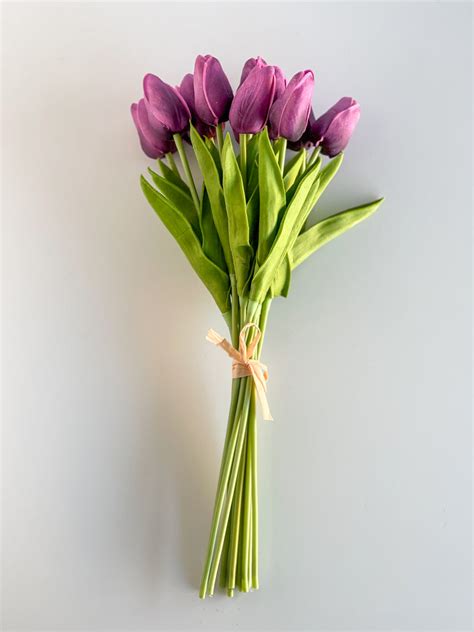 purple real touch tulip bouquet southernlyplace