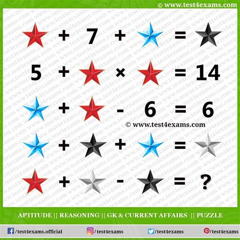 Star Picture Math Puzzles For Genius Brain Teaser Test 4 Exams