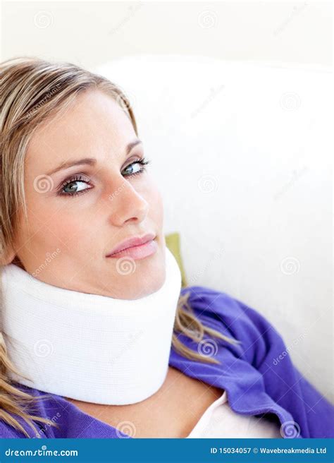 Young Woman With A Neck Brace Royalty Free Stock Photography Image