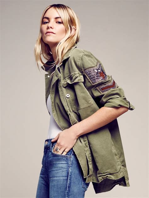 2019 Autumn New Women Vintage Beading Army Jacket Female Loose Casual