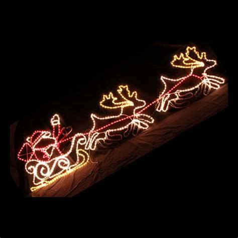 Led Santa On Sleigh Reindeer Rope Light Christmas Decoration 25m