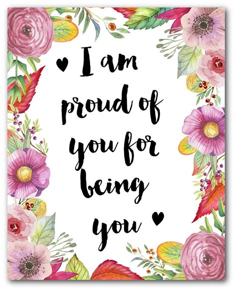 I Am Proud Of You For Being You Print Inspirational Quote