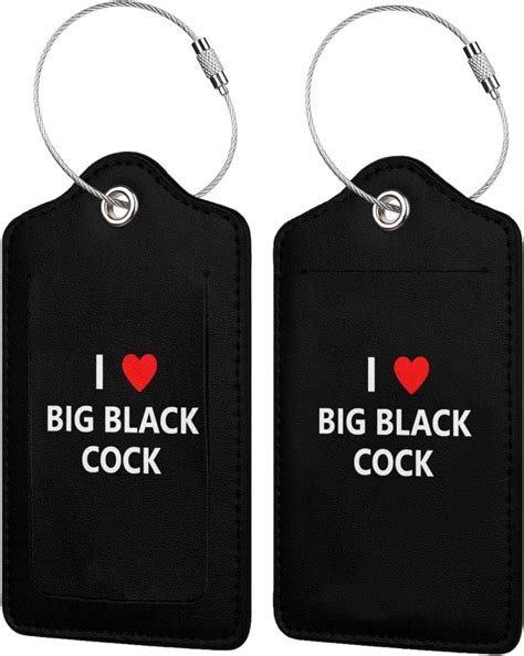 I Love Big Black Cock Leather Luggage Tag With Name Id Labels Stainless Steel Loop