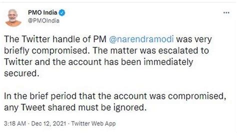 Prime Minister Narendra Modi Twitter Handle Hacked Bitcoin Legalising