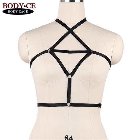 Womens Sexy Harness Lingerie Black Body Cage Bra Bondage Bustier Elastic Strappy Tops Goth