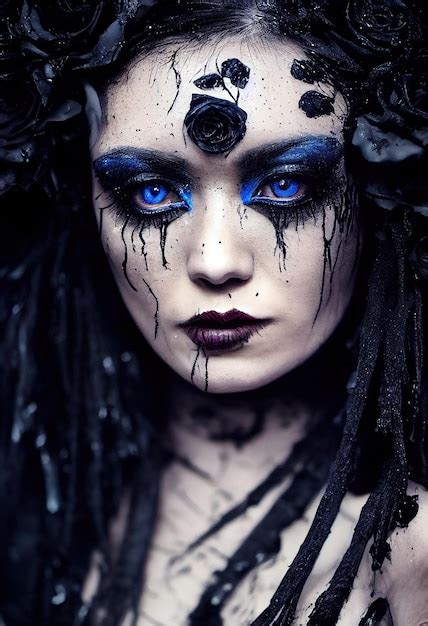 Premium Photo Mystical Beautiful Fictional Gothic Woman In Black