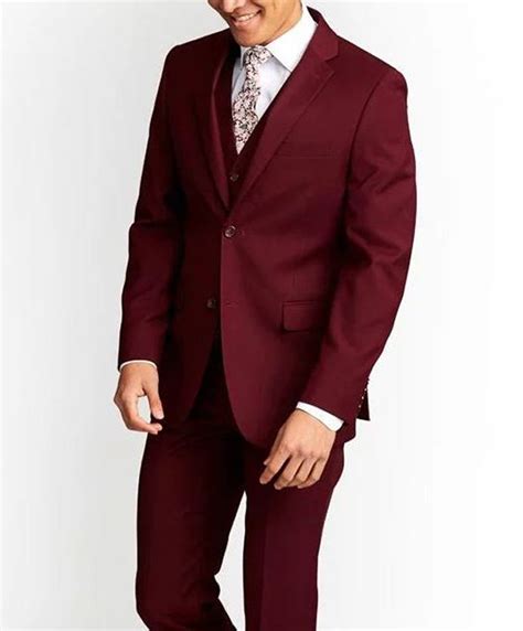 Maroon Suit Mens Gents 3 Piece Suit