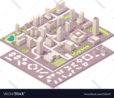Isometric City Map Creation Kit Royalty Free Vector Image