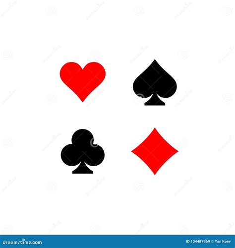 Playing Card Suits Signs Set Four Card Symbols Stock Vector