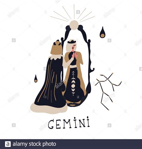 Zodiac Signs Gemini Vector Illustration Of The Zodiac Symbol Stock