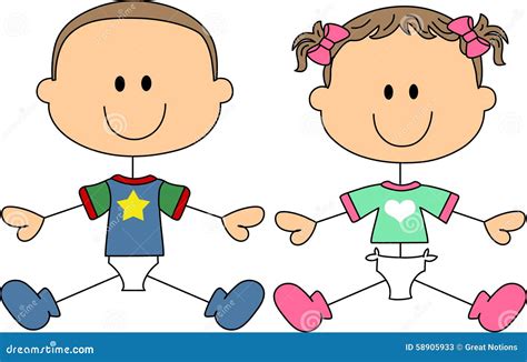Stick Fraternal Twins Stock Illustration Illustration Of Child 58905933