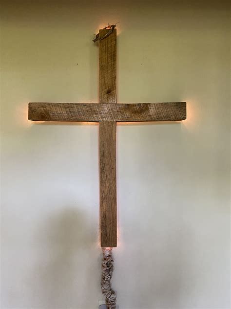Backlit Wooden Wall Cross