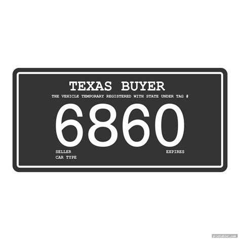 Temporary Texas License Plate Printable Printable Templates