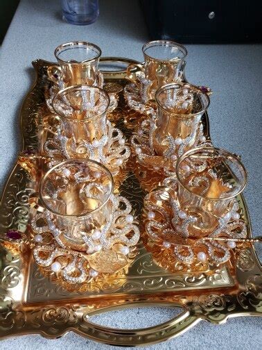 Pearl And Crystal Turkish Tea Glasses Set Of Grand Bazaar