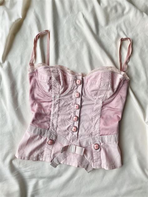 Rare Vintage Dolce Gabbana Pink Bustier Top Size S M 34 Bust B C Cup
