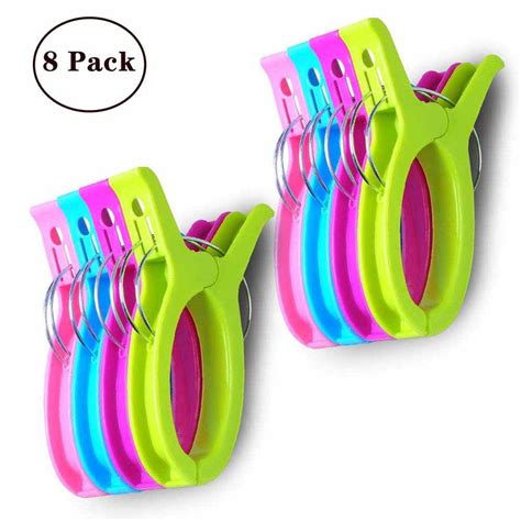 8 Pack Jumbo Size Beach Towel Clips For Beach Chairs Or Lounge Chair