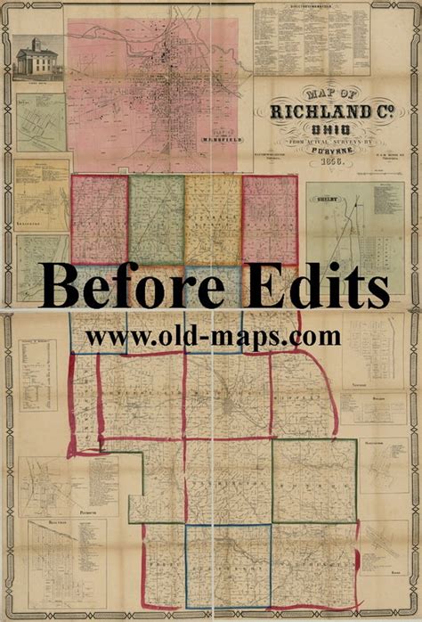 Richland County Ohio 1856 Old Wall Map Reprint With Etsy